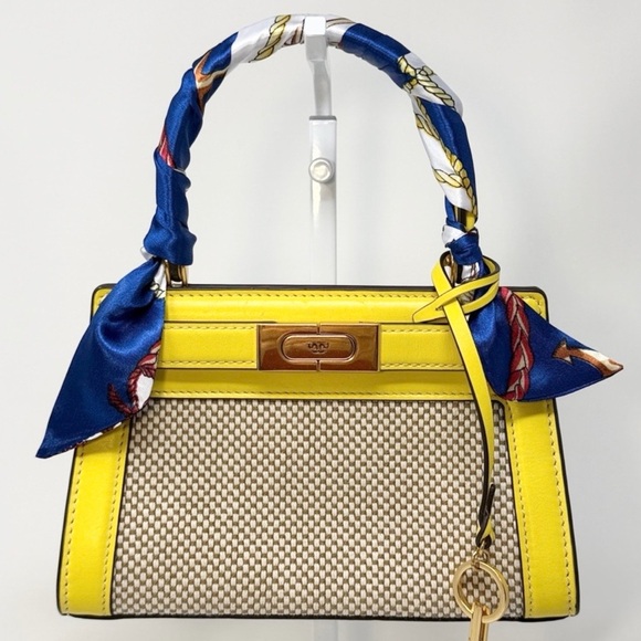 Tory Burch Lee Radziwill Petite Top Handle Canvas/Leather Tote - Picture 4 of 17